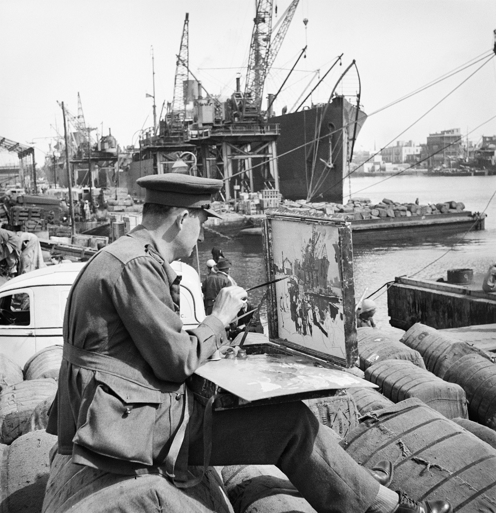 Frank Norton at work as an official war artist