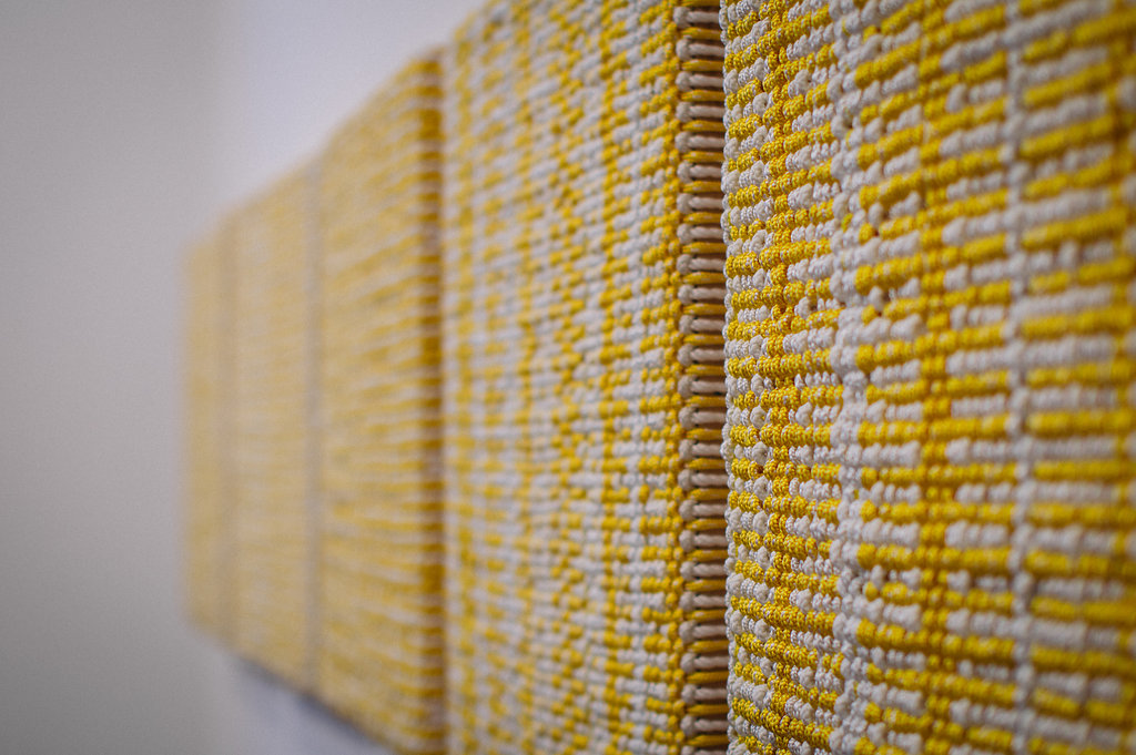 Dani Marti, Notes for Bob, 2013, polyester and nylon on wood frame, 150 x 150 x 7cm. Photography by Rhianna May