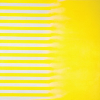 Helen Smith, Yellow Linear puff, 2006, oil on canvas, 150 x 150 cm