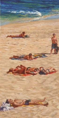 Marcus Beilby, The Art of Beach Etiquette, 2002, oil paint on canvas, 22.5 x 15.3 cm, courtesy the artist