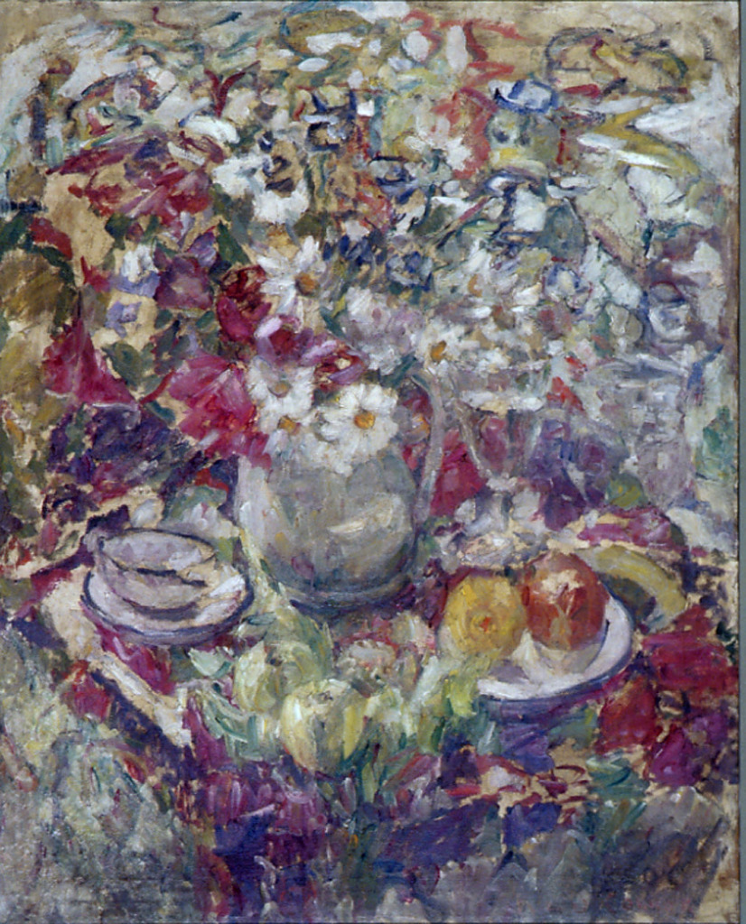 Kathleen O’Connor (1876-1968), Still Life with Flowers, c1935-9, oil paint on canvas, 90 x 72.5 cm, no. 218, Courtesy Kathleen O’Connor Advisory Committee