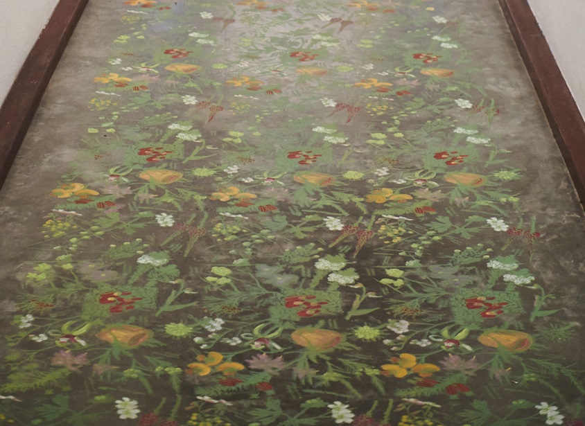 Angela Ferolla, A particular garden before (detail), 2021, screenprinted and handpainted acrylic paint on concrete, dimensions variable. Photography by Rebecca Mansell